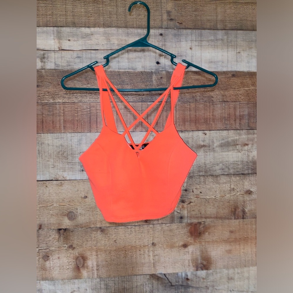 Bright orange crop top/bra size medium